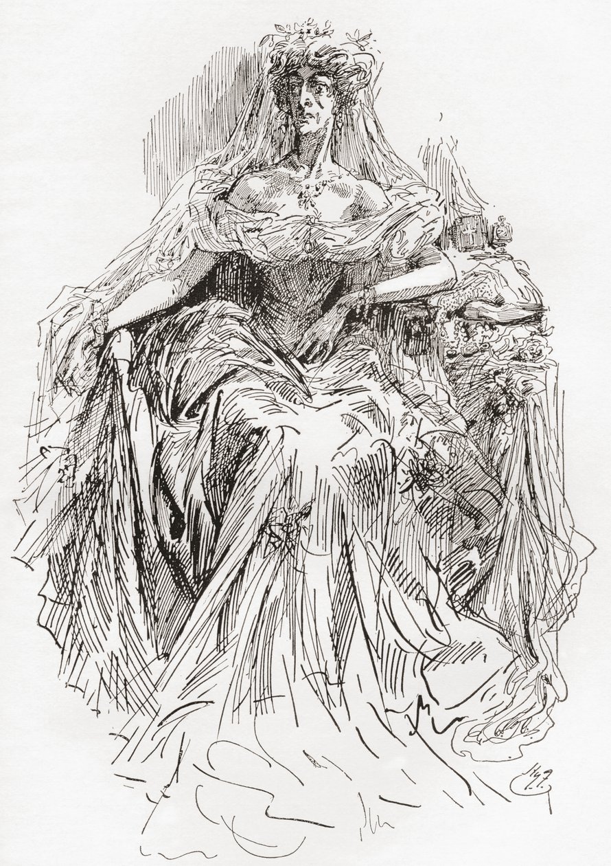 Miss Havisham (incisione) da Harry Furniss
