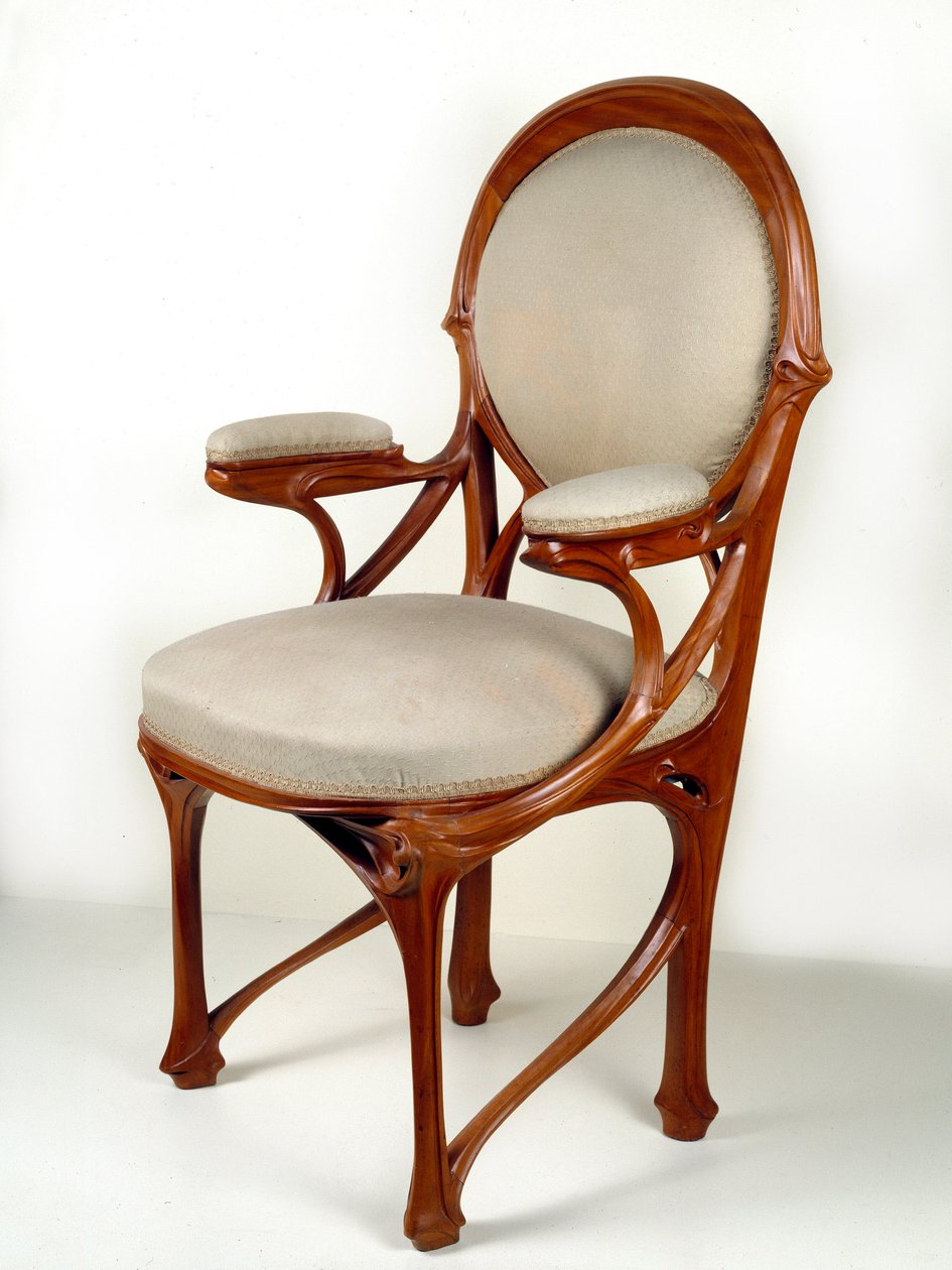 Art Nouveau: poltrona in noce americano da Hector Guimard