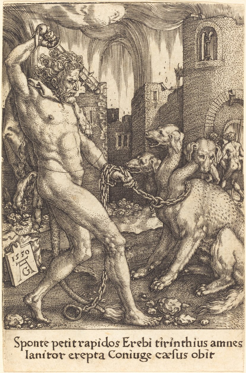 Ercole e Cerbero da Heinrich Aldegrever