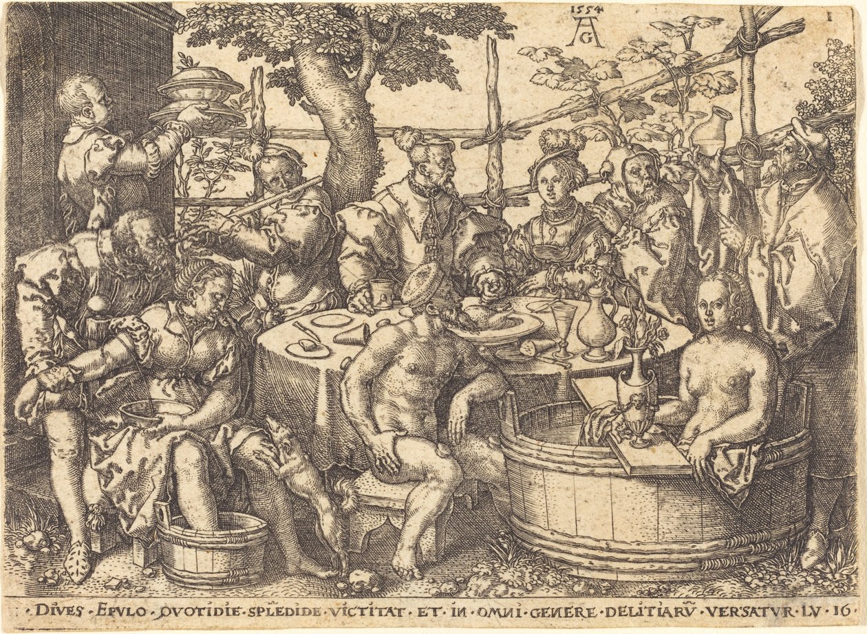 Il ricco a tavola da Heinrich Aldegrever