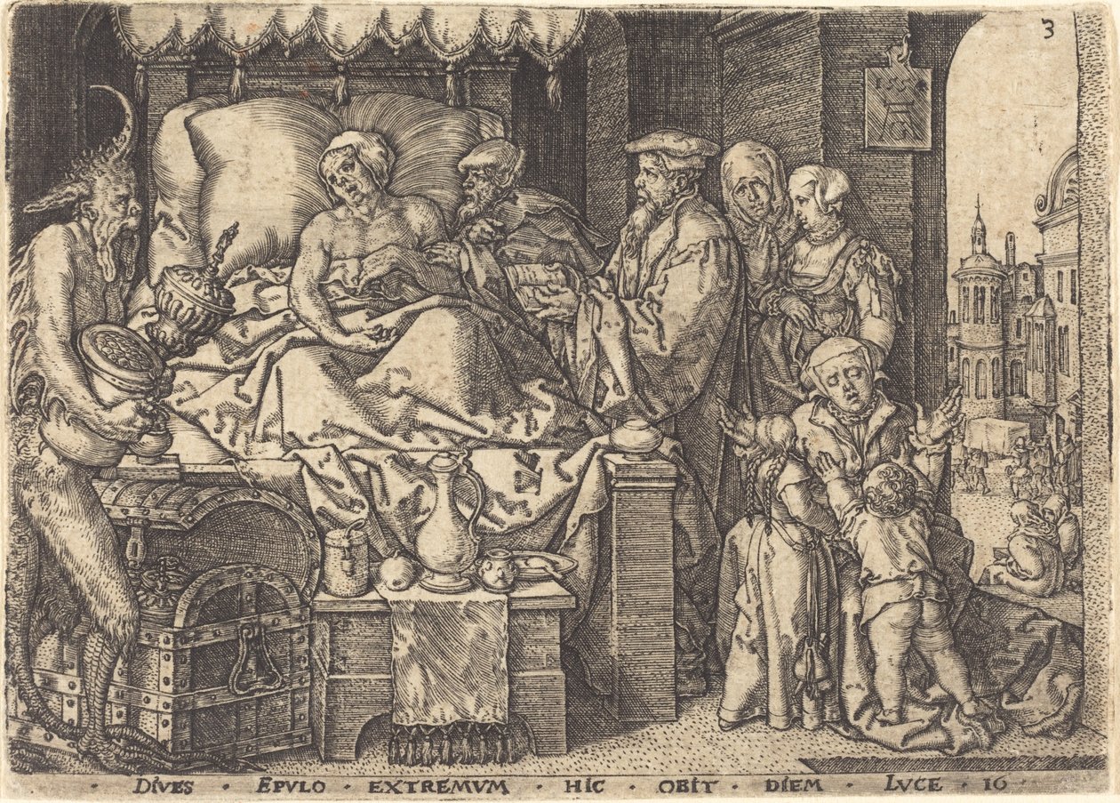 Il ricco sul letto di morte da Heinrich Aldegrever