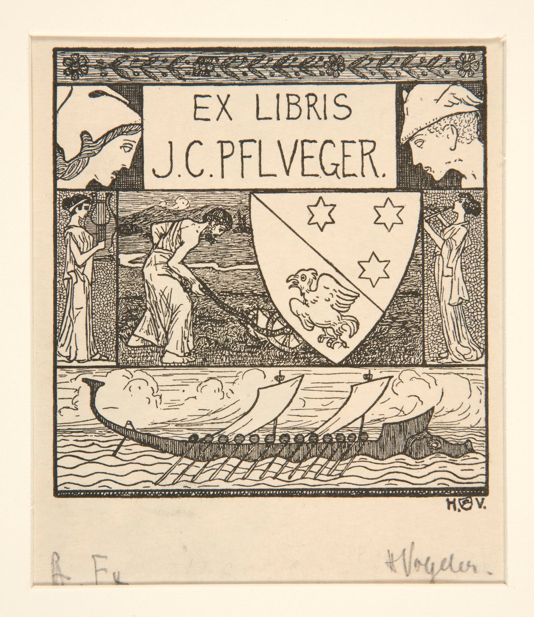Ex libris: J.C. Pflueger da Heinrich Vogeler