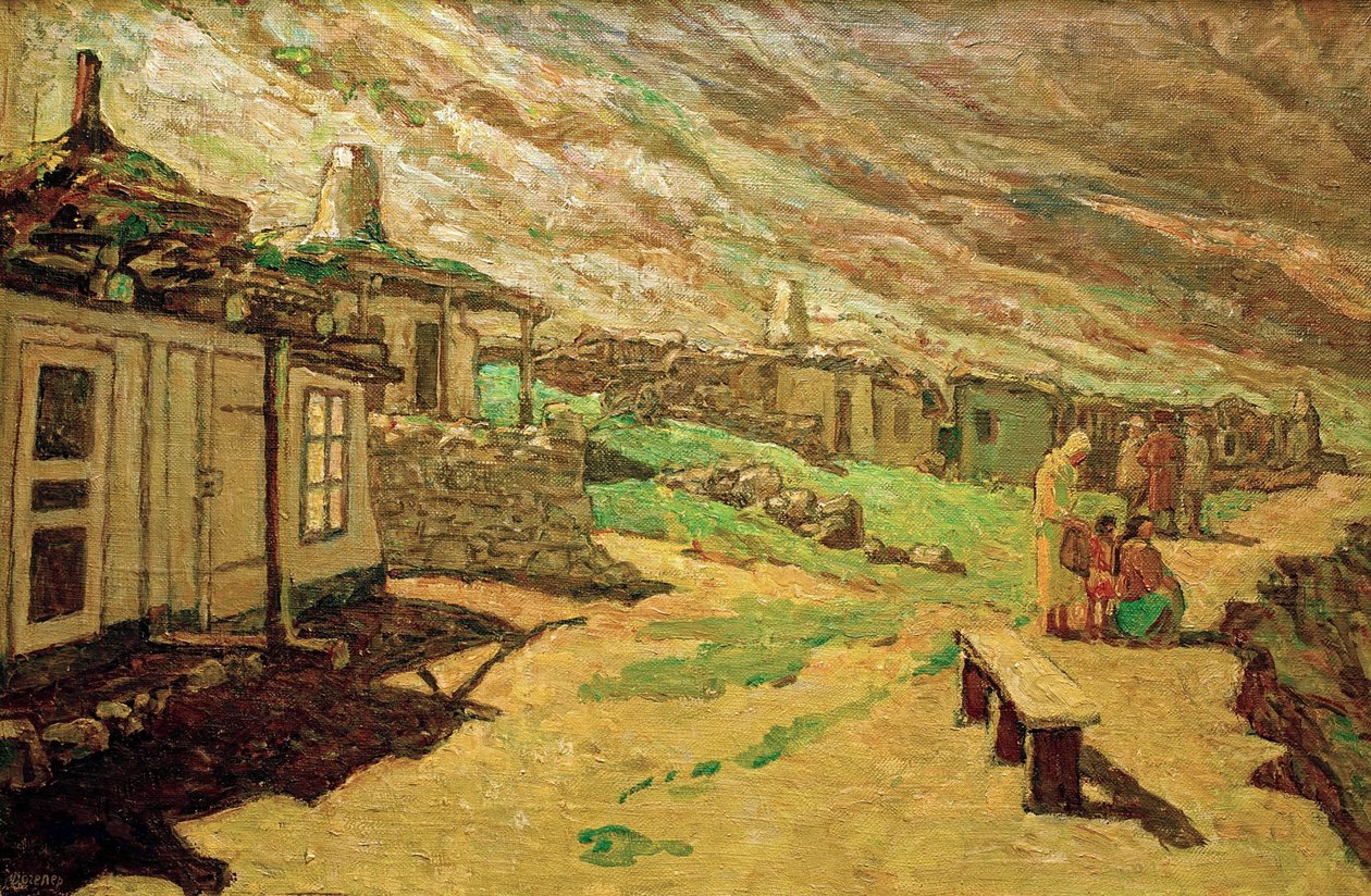 Vecchio villaggio nel Caucaso, 1940 da Heinrich Vogeler