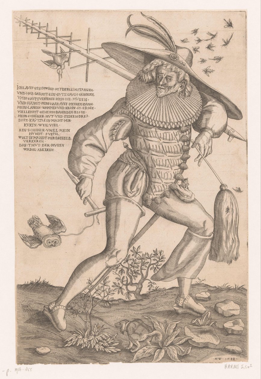 Cacciatore con bastone adesivo da Heinrich Wirich (possibly)
