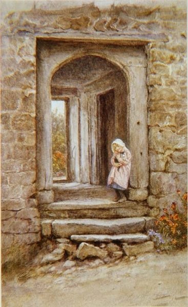 Ragazza con gattino da Helen Allingham