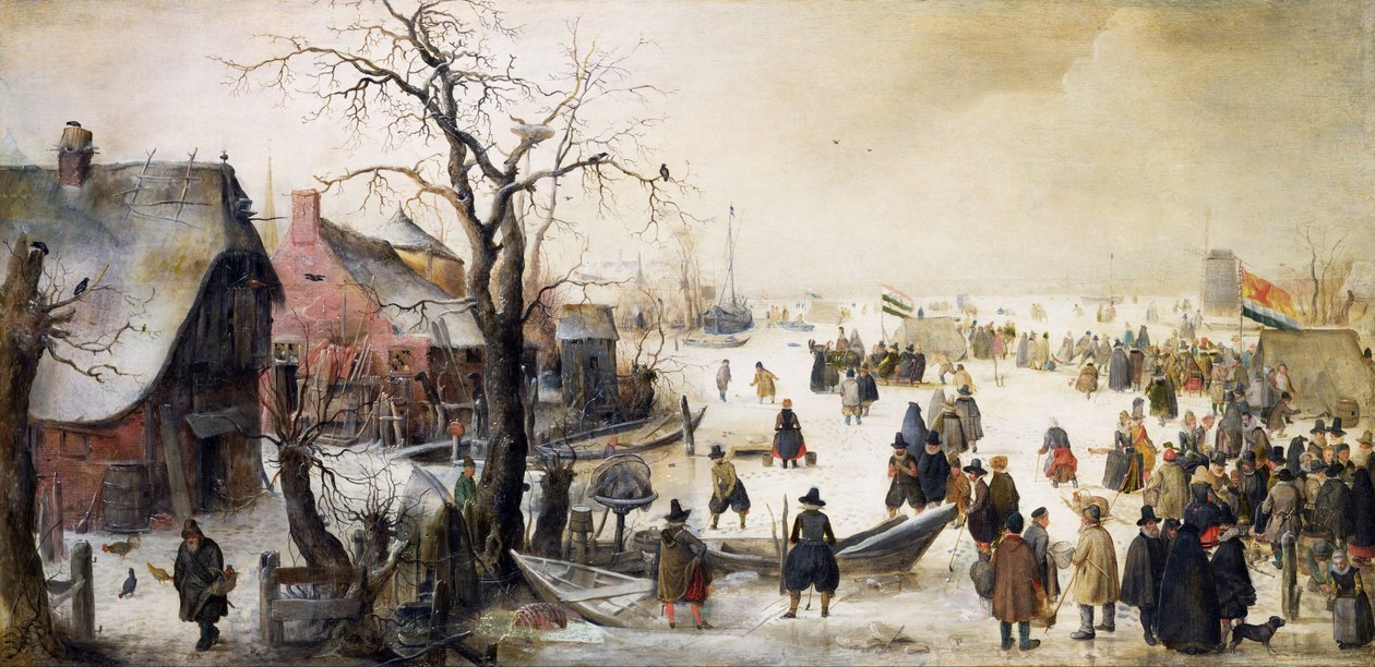 Scena invernale su un canale da Hendrick Avercamp