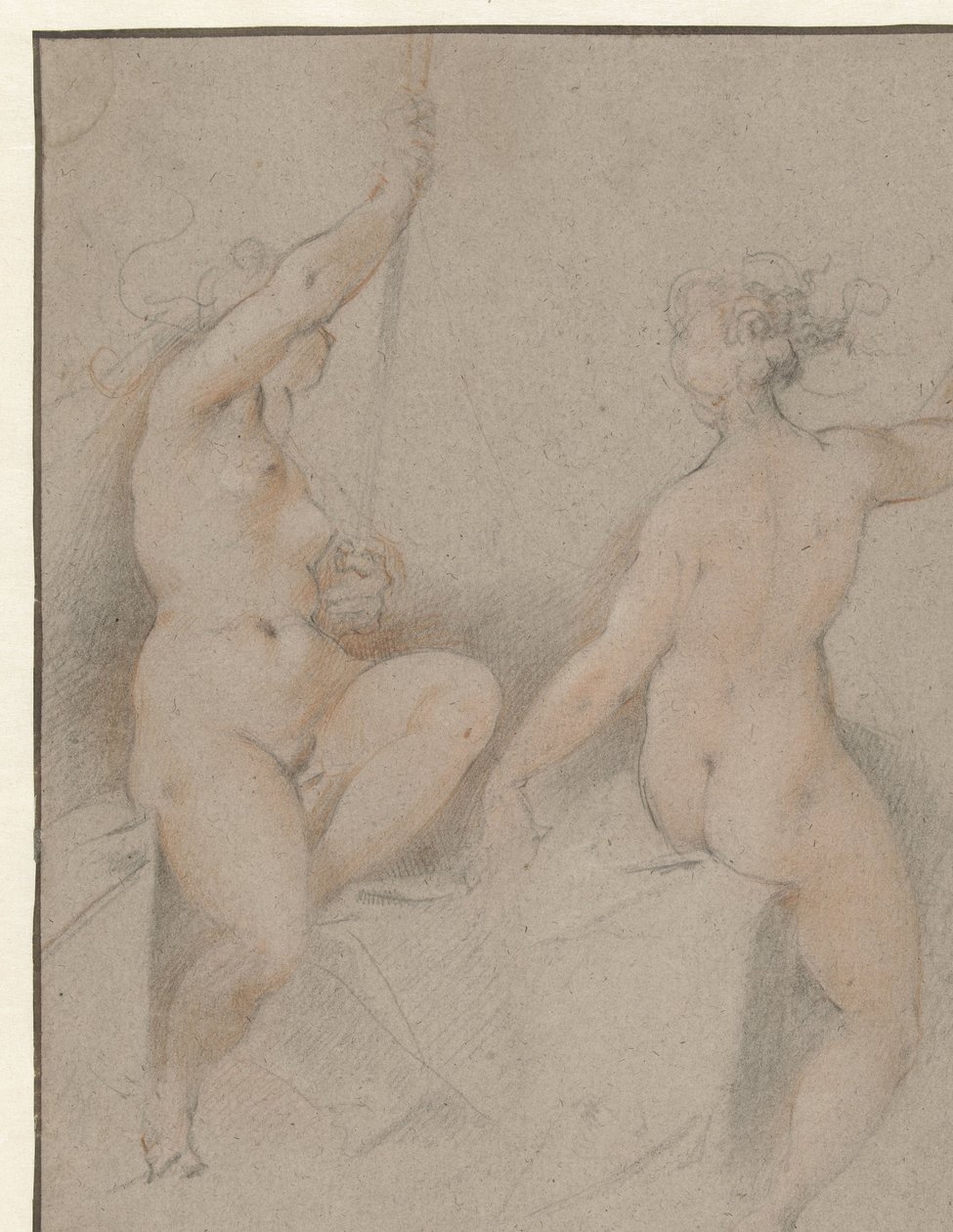 Due nudi femminili seduti da Hendrick Goltzius (follower of)