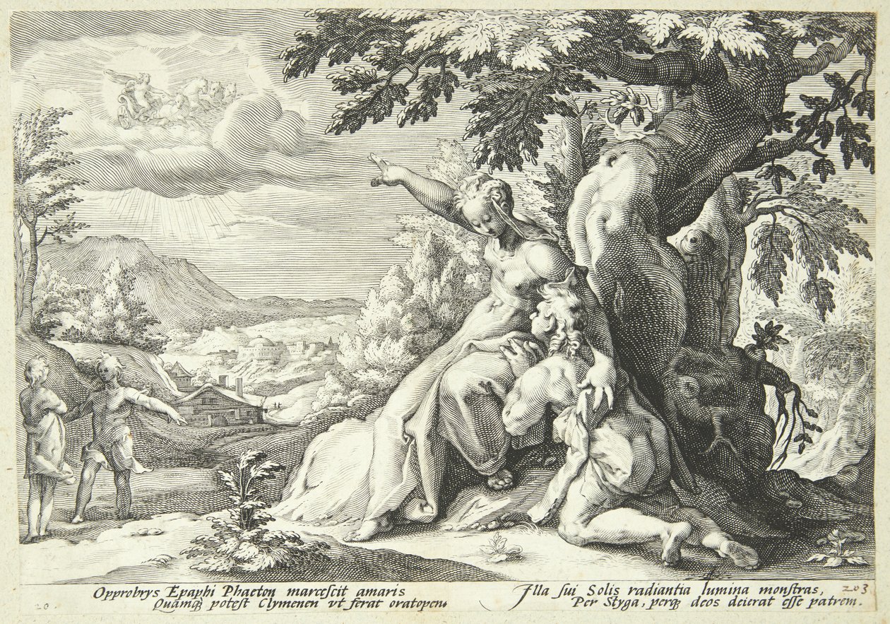 Clymene incita Fetonte a trovare Helios da Hendrick Goltzius