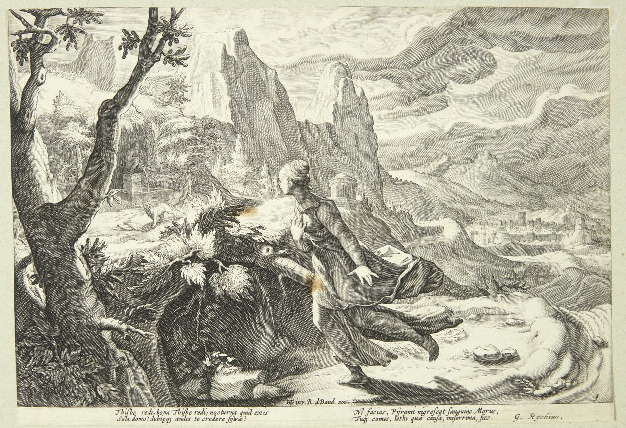 Thisbe spaventata dal leone da Hendrick Goltzius