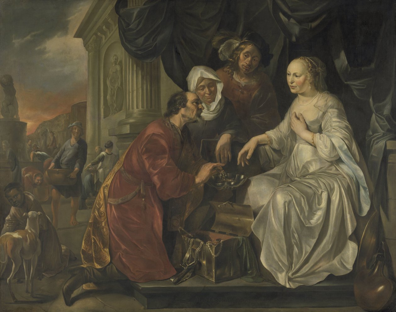 Rebecca riceve doni dal servo di Abramo da Hendrick Heerschop