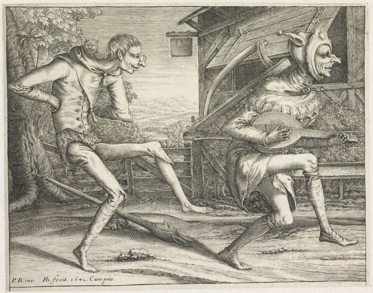 Due buffoni danzanti da Hendrick Hondius (I)