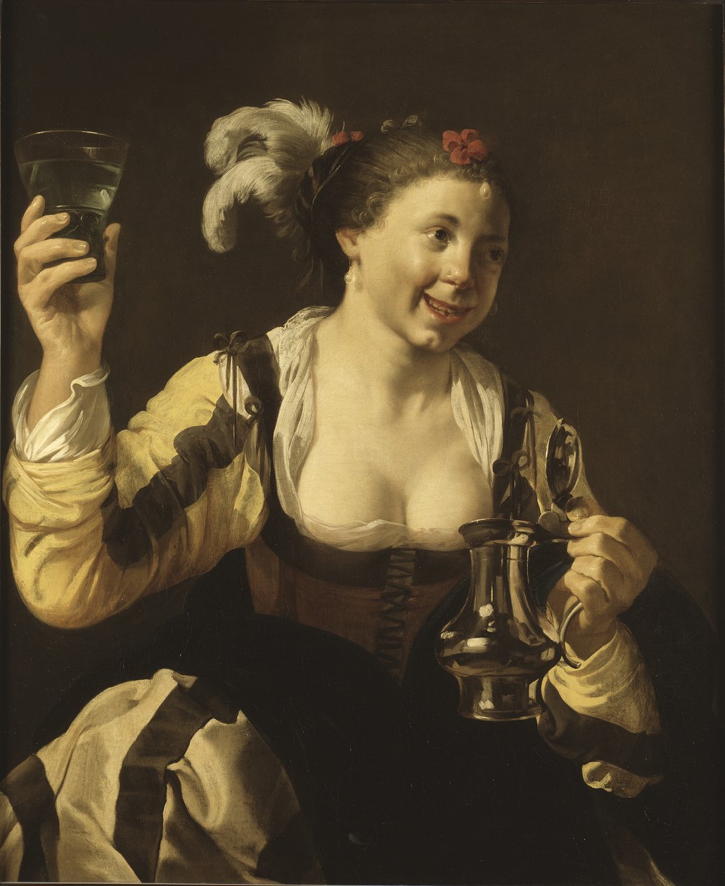 Una ragazza che tiene un bicchiere, c.1620 da Hendrick ter Brugghen