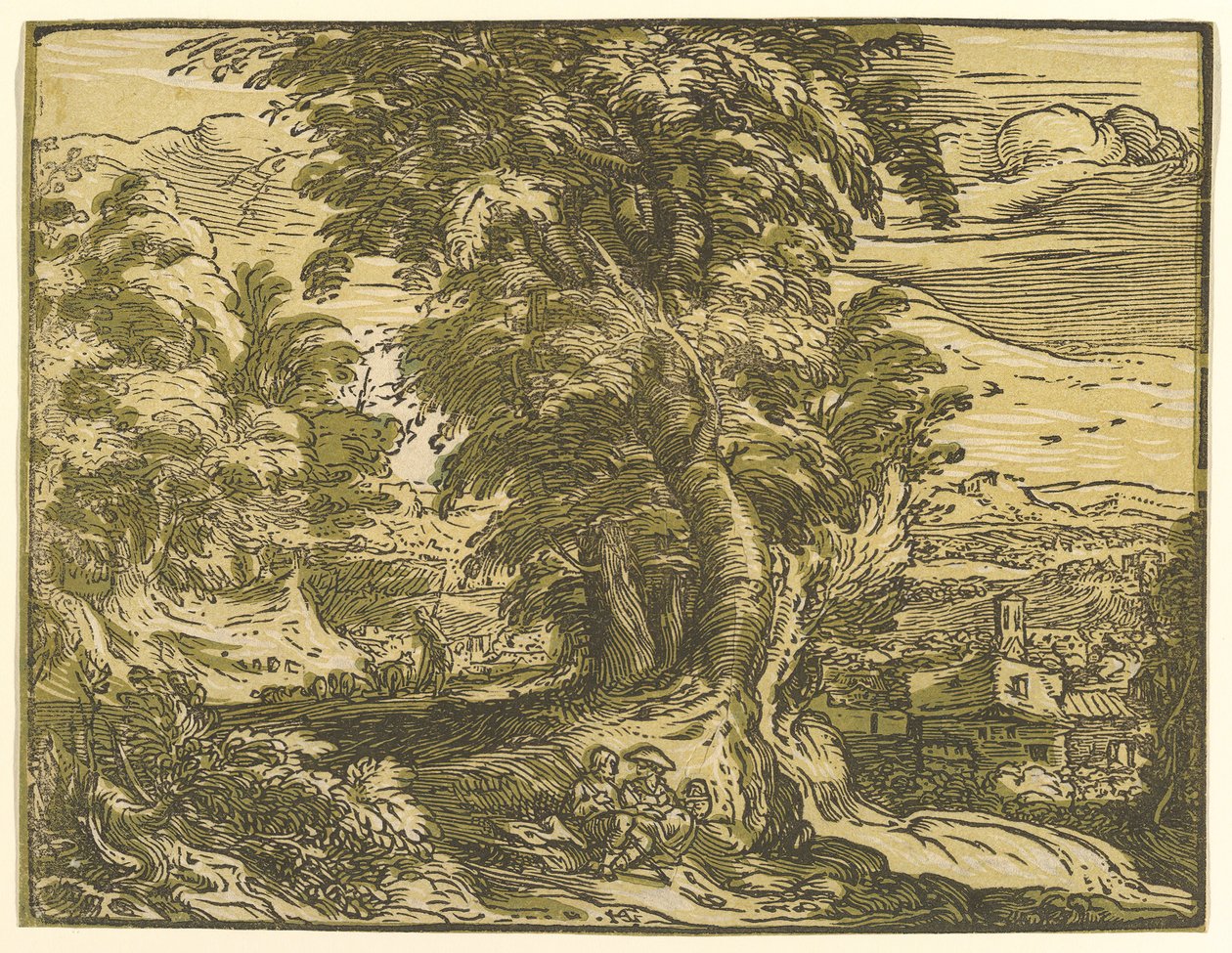 Paesaggio con coppia seduta da Hendrik Goltzius