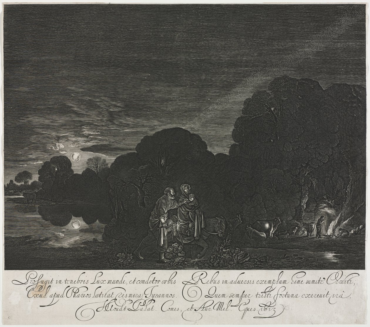 La fuga in Egitto di notte da Hendrik Goudt