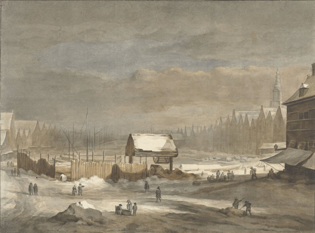 Il Damrak in inverno da Hendrik Pothoven