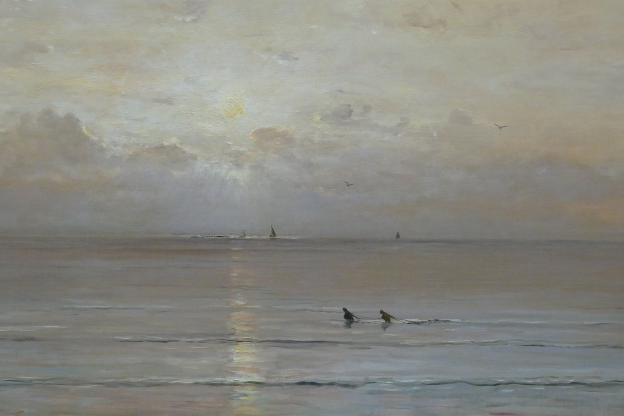 Olandese: Tramonto con pescatori di gamberetti da Hendrik Willem Mesdag