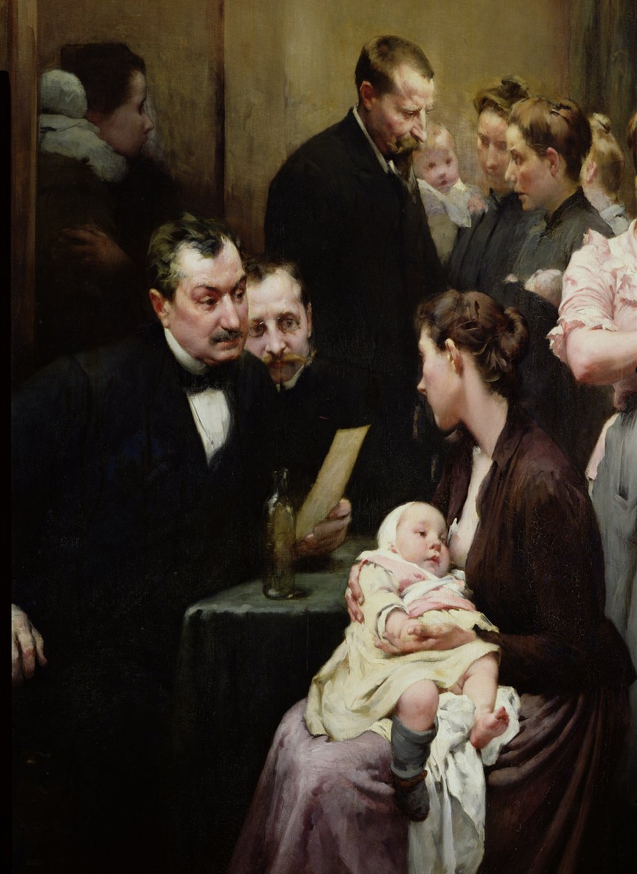 La goccia di latte a Belleville: Chirurgia del Dottor Variot, la consultazione, 1903 (dettaglio) da Henri Jules Jean Geoffroy