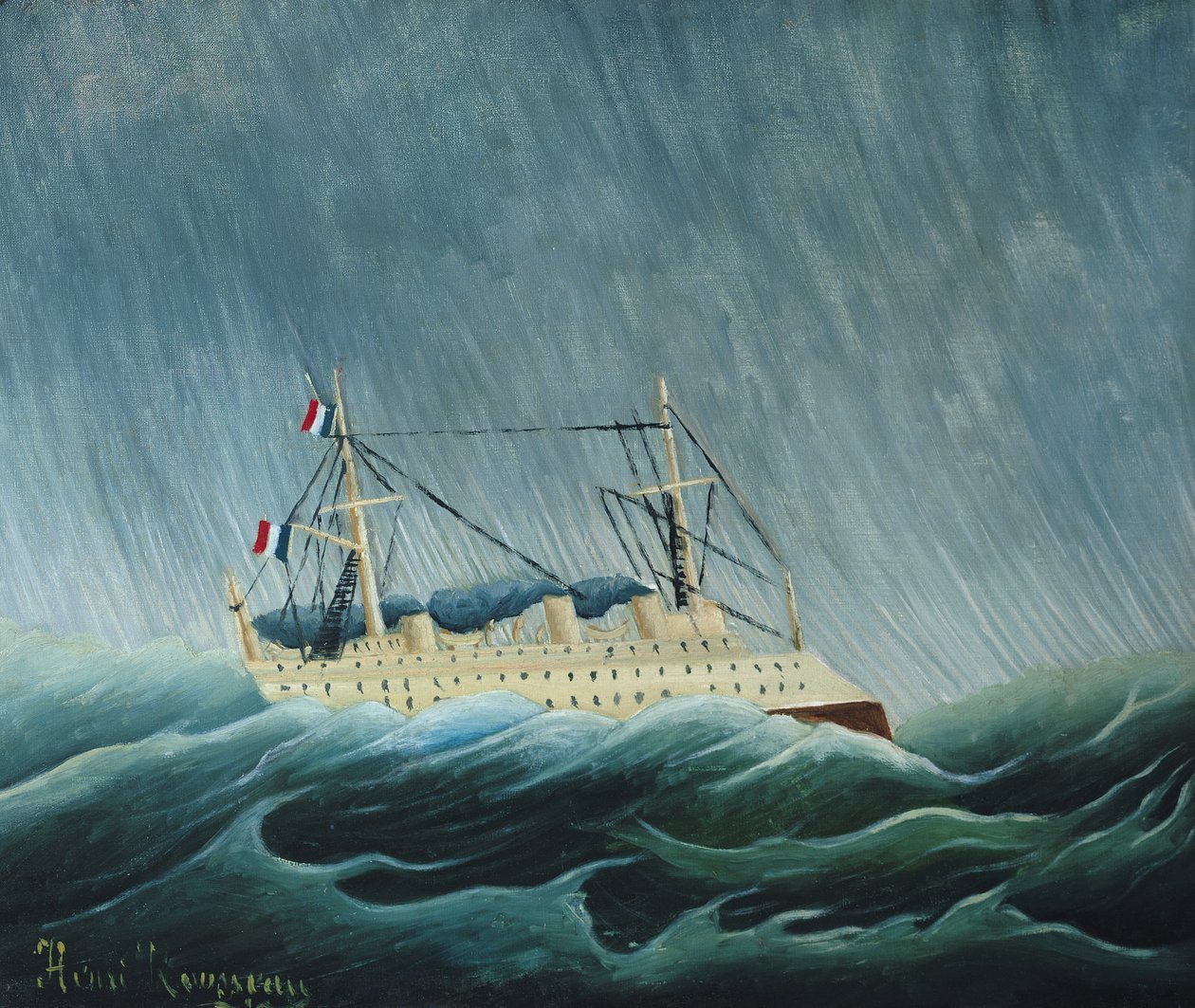 La nave in tempesta, c.1899 da Henri Rousseau