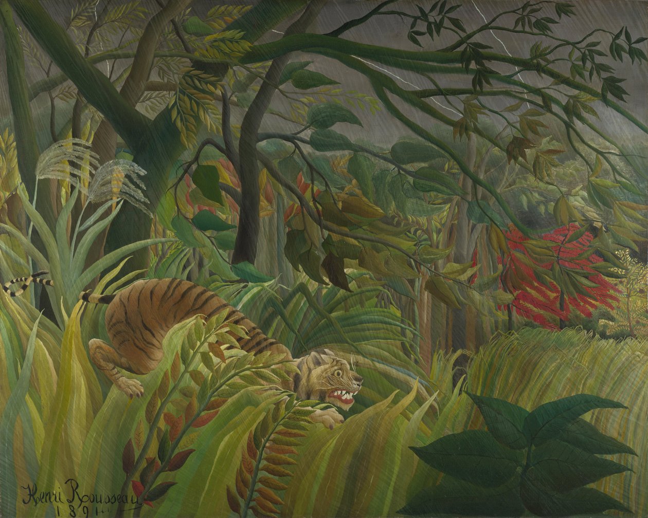 Tigre in una tempesta tropicale (Sorpresa!) 1891 da Henri Rousseau