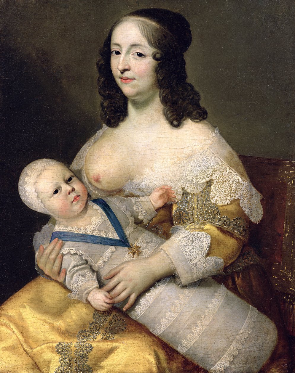 Il Delfino Luigi di Francia (1638-1715) e la sua balia, Dame Longuet de la Giraudiere, c.1638 da Charles Beaubrun