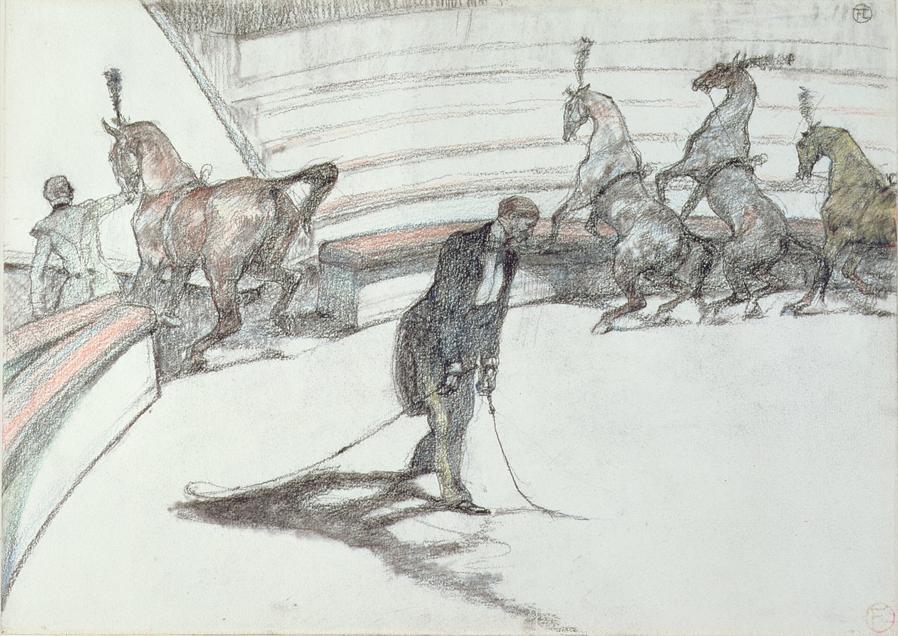 Al Circo: Cavalli in Libertà, 1899 (carboncino nero e colorato su carta) da Henri de Toulouse Lautrec