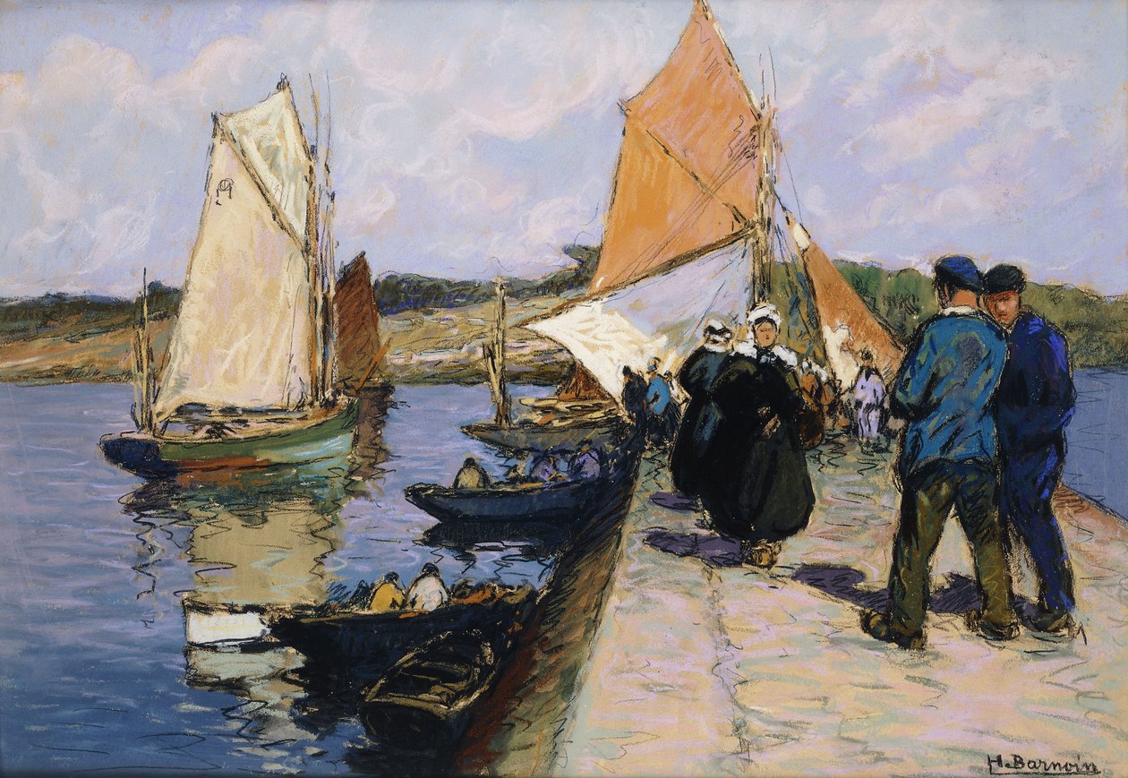 Pescatori su un Molo da Henri Alphonse Barnoin