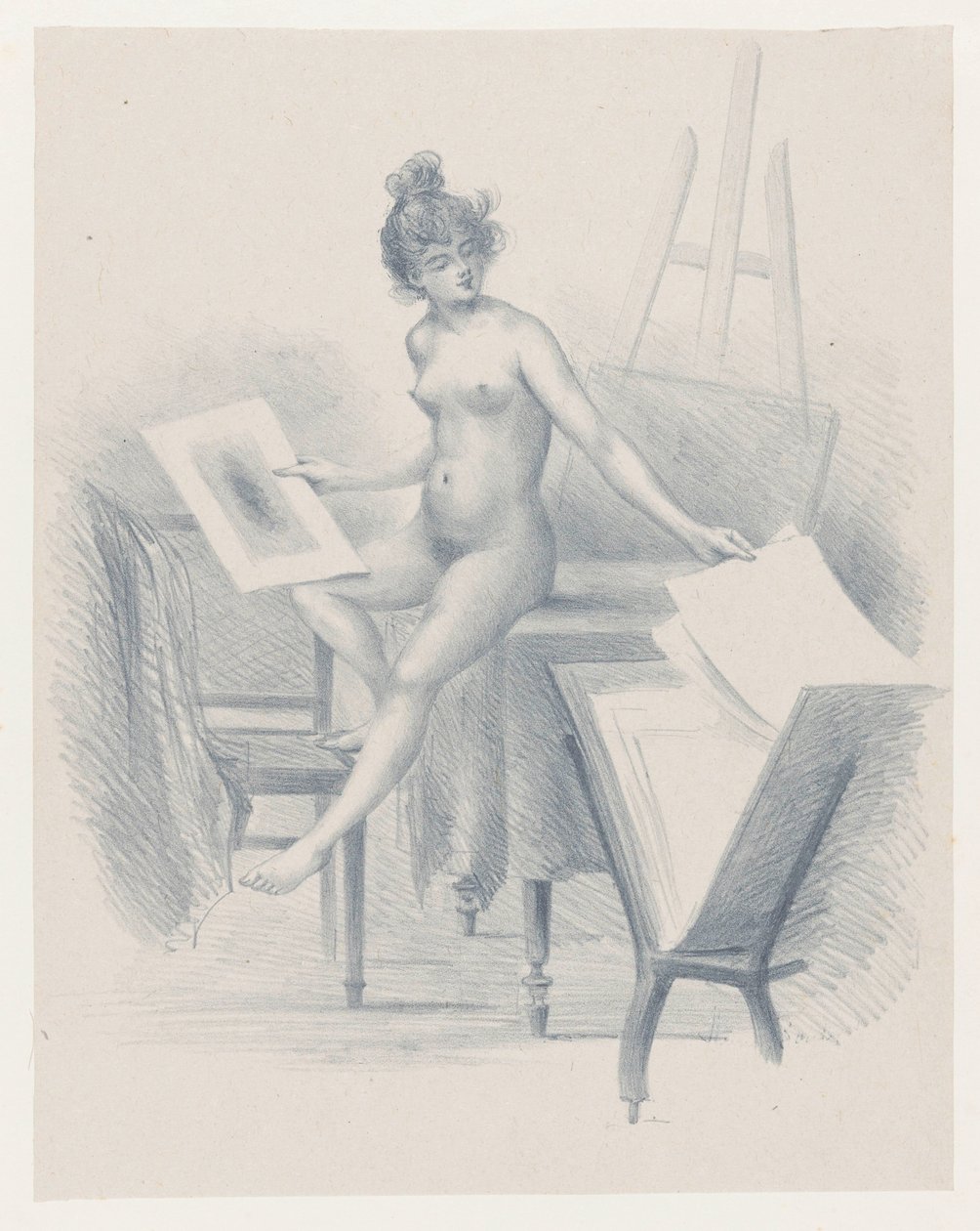 Modello nudo guarda stampe da Henri Boutet