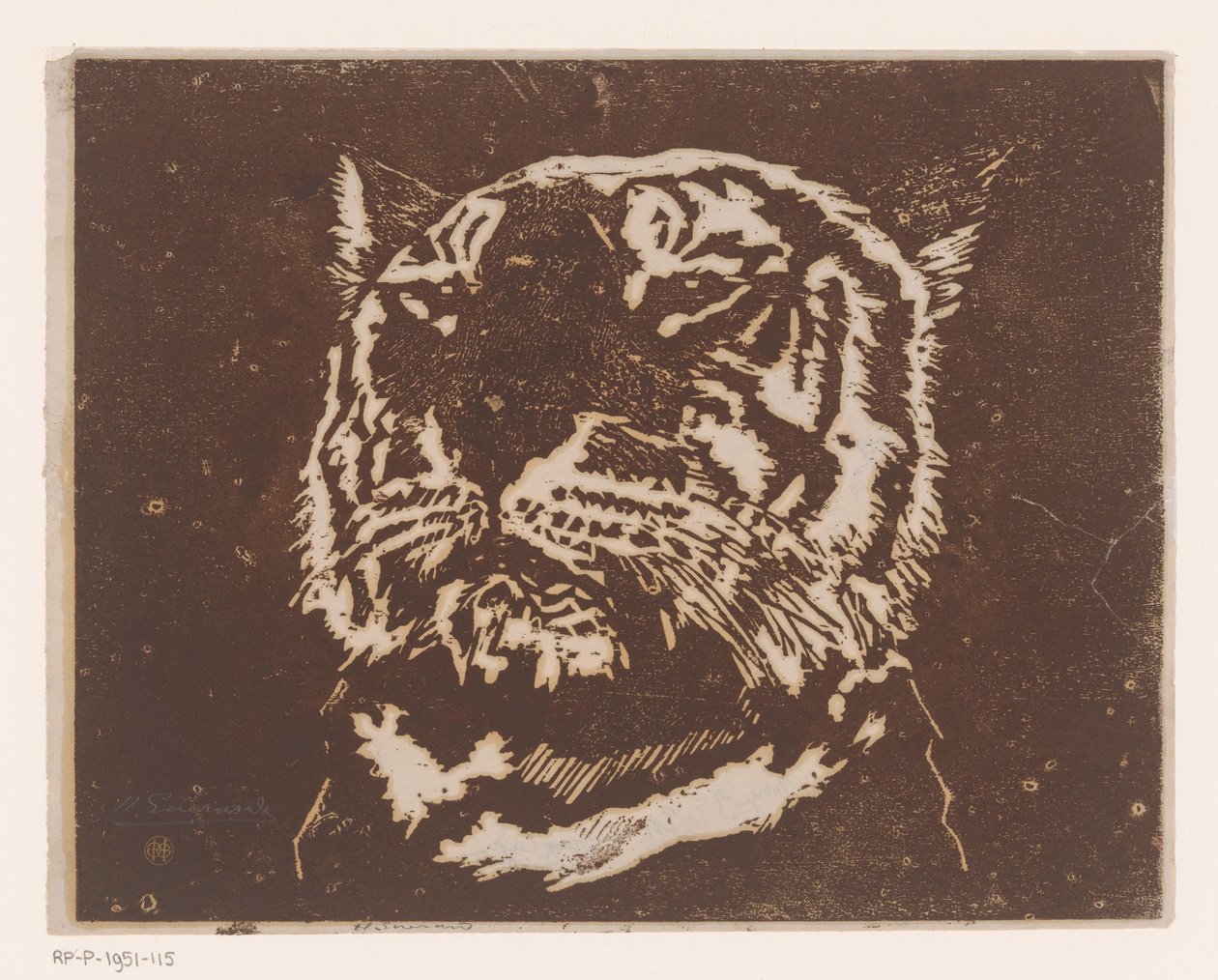 Tigre da Henri Charles Guérard (signed by artist)