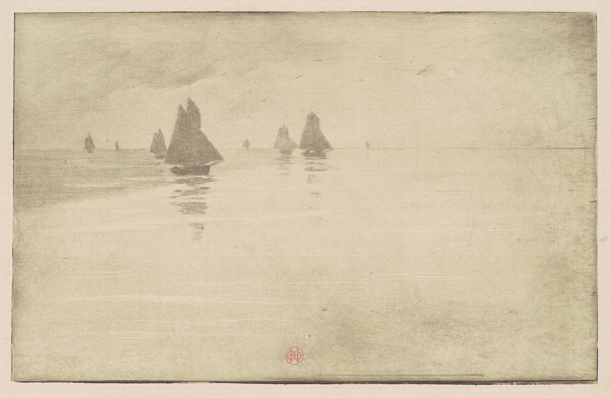 Barche in una nebbia mattutina da Henri Charles Guérard