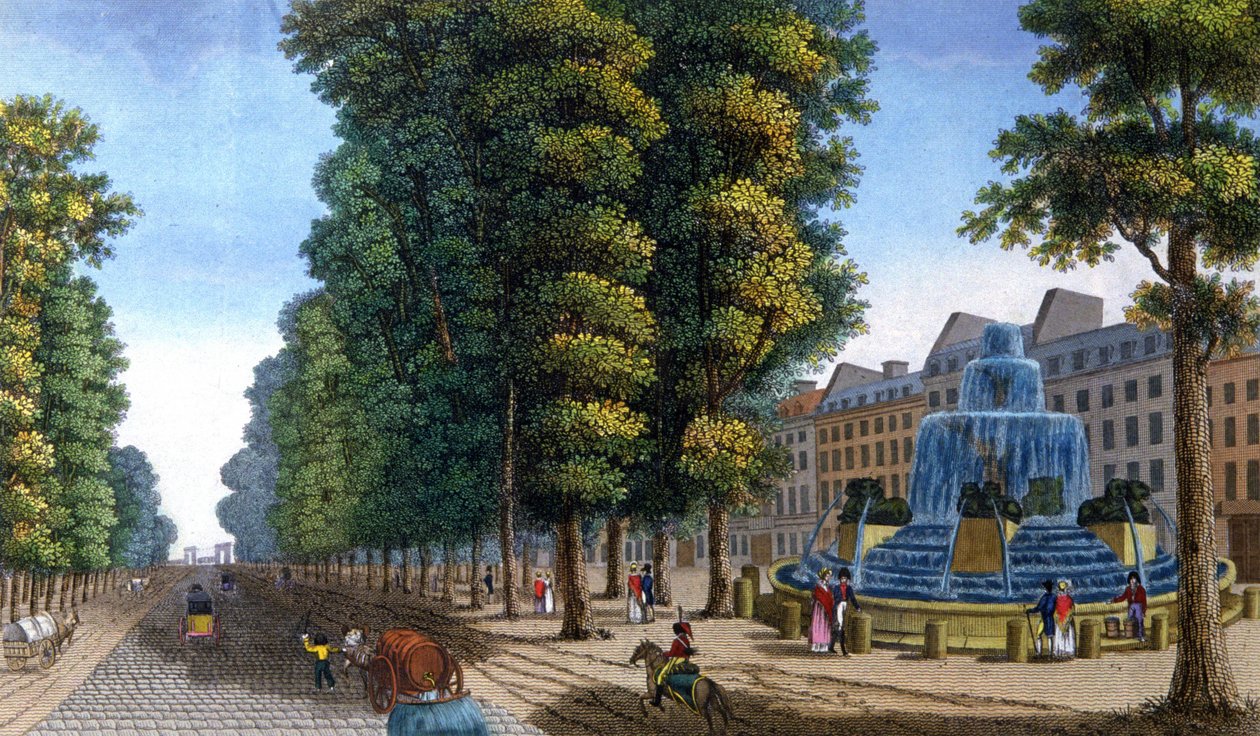 Fontana, Boulevard Saint-Martin, c.1810-1820 (incisione) da Henri Courvoisier Voisin