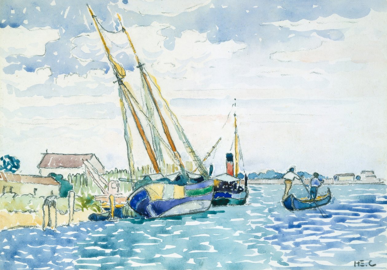 Scena marina Barche vicino a Venezia, 1903 da Henri Edmond Cross