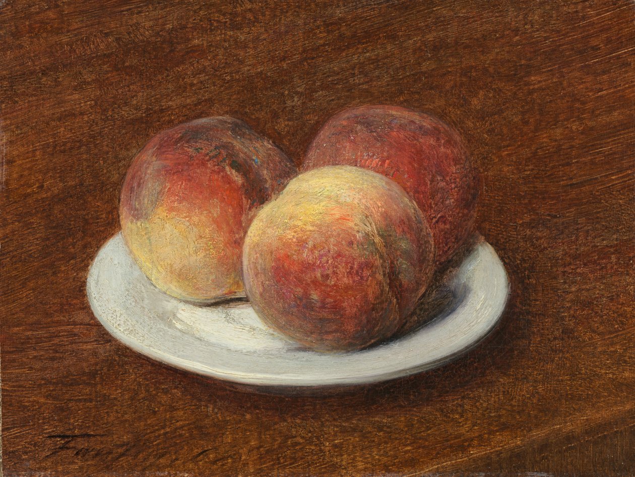 Tre pesche su un piatto da Ignace Henri Jean Fantin Latour