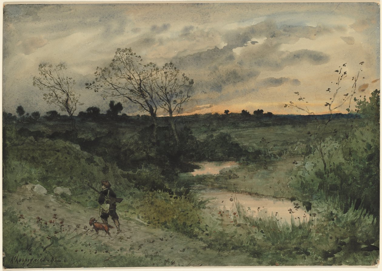 Alba—Cacciatore con cane da Henri Joseph Harpignies