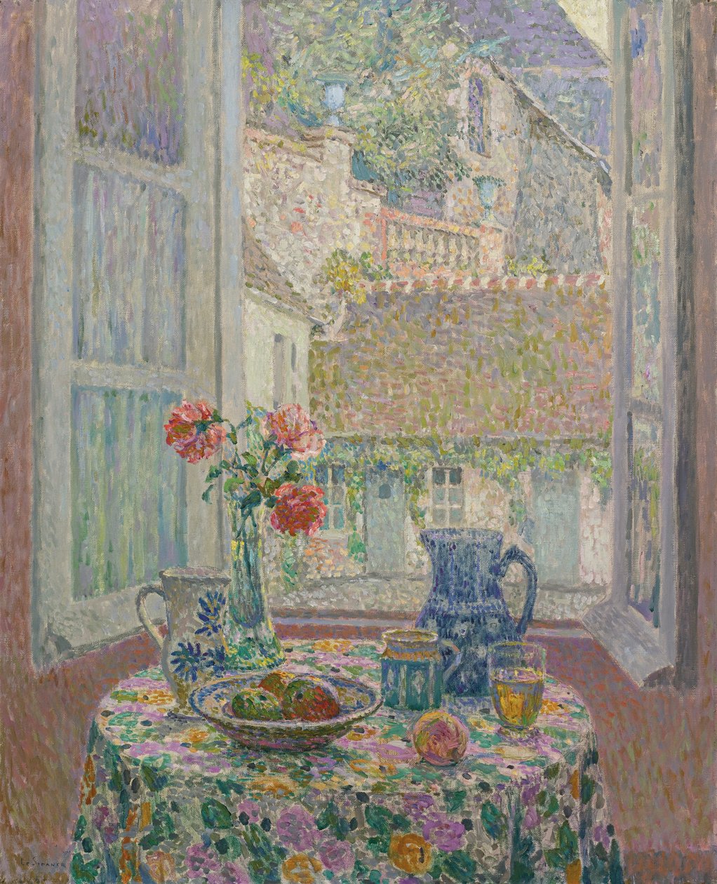 Tavolo con vista sul cortile, 1926 da Henri Le Sidaner