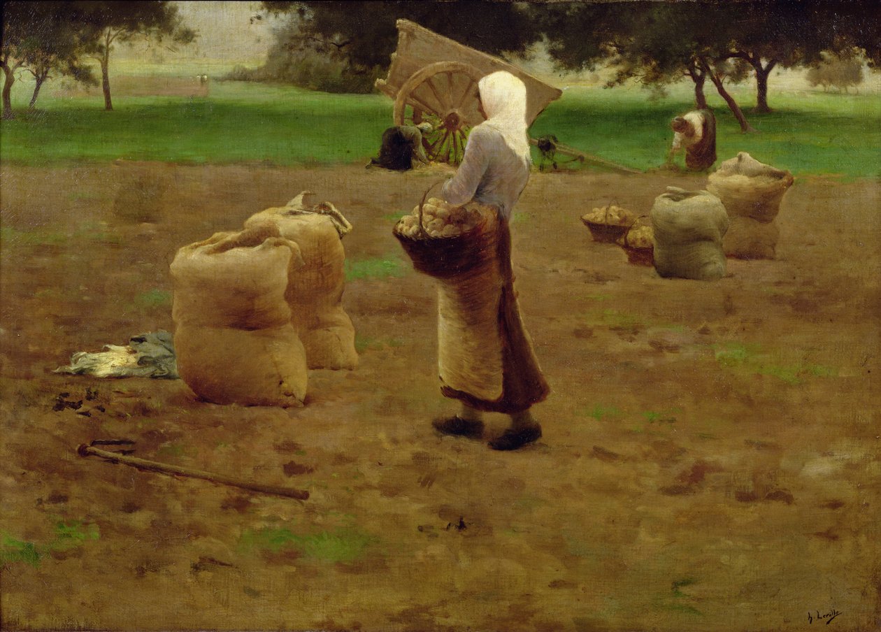 Raccolta delle patate da Henri Lerolle