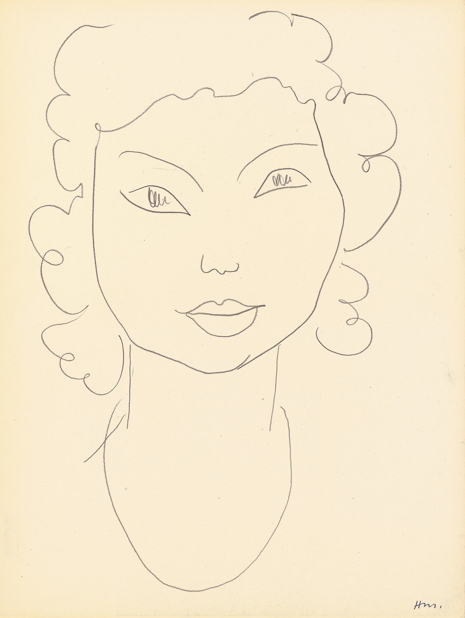 Testa, capelli ricci (pastello su carta) da Henri Matisse