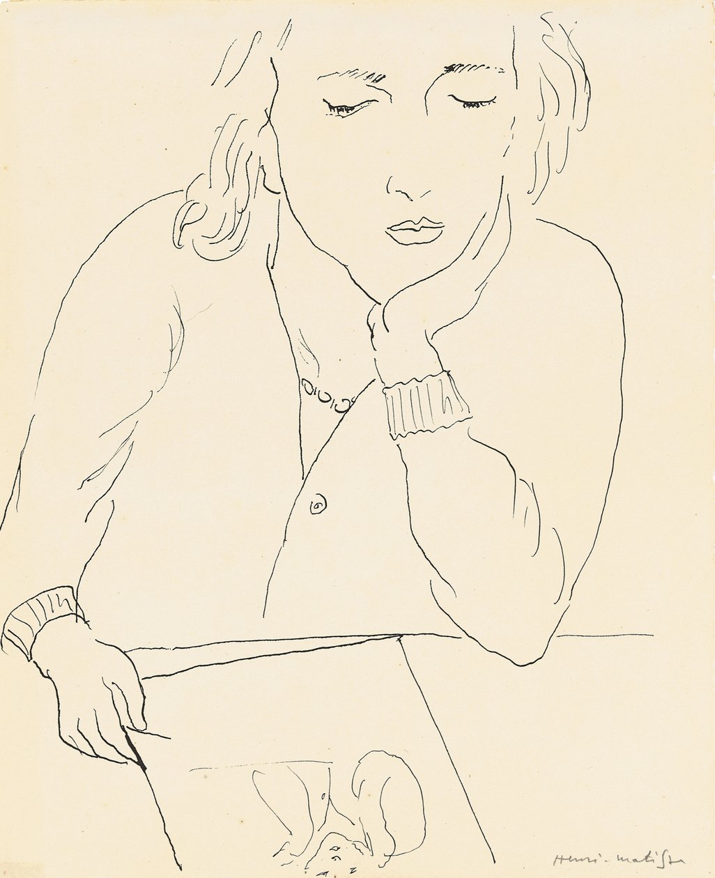 Donna che legge (penna e inchiostro su carta) da Henri Matisse