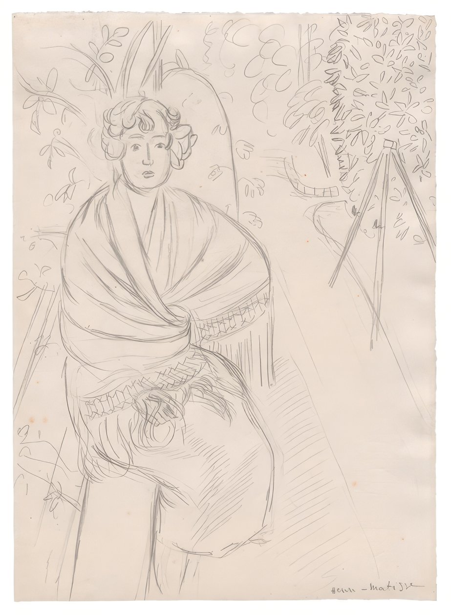 Donna con scialle, in un giardino da Henri Matisse