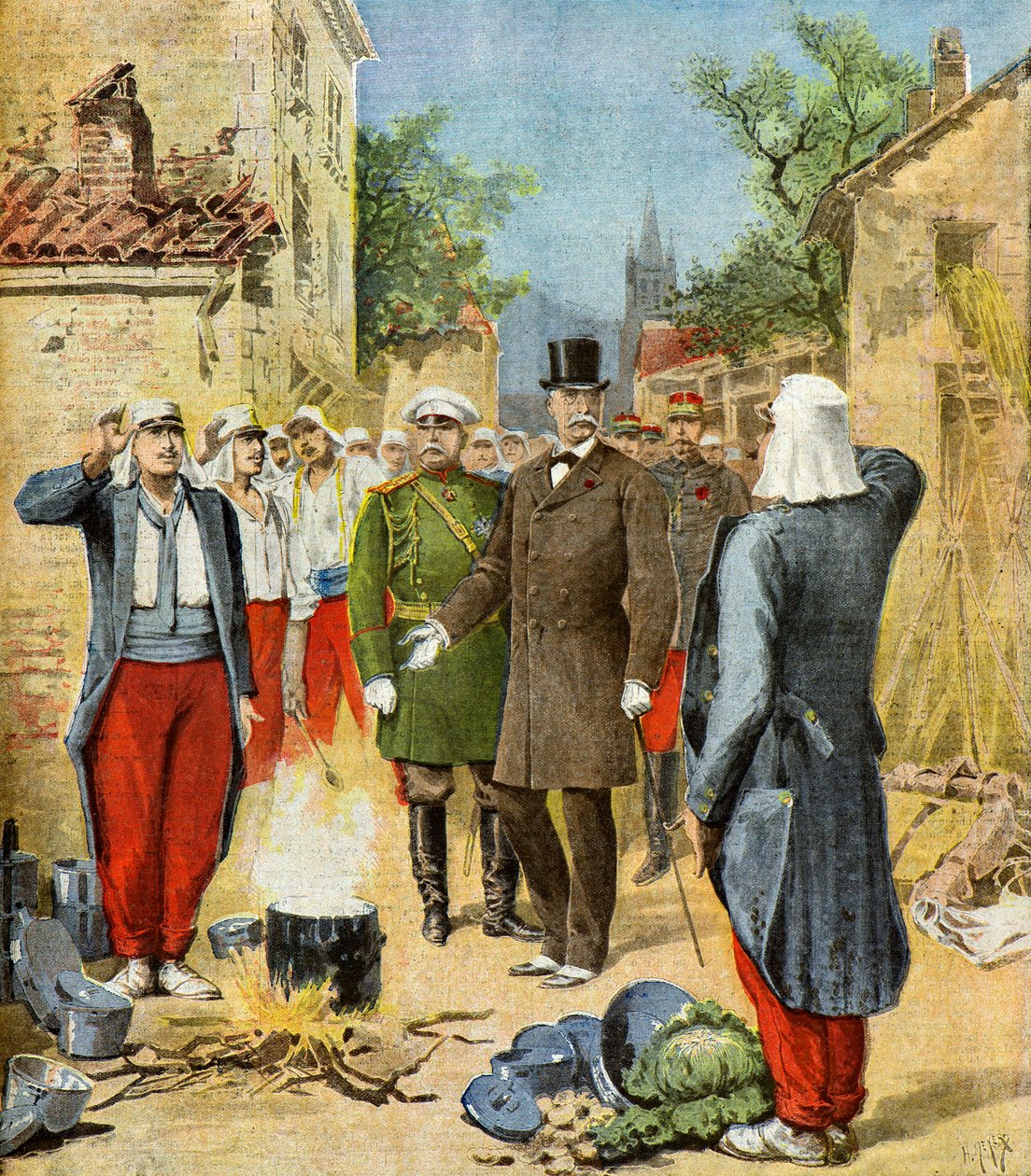 Felix Faure alle grandi manovre, 1895 (Illustrazione) da Henri Meyer