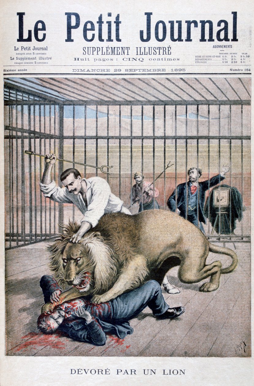Attacco del leone, 1895 da Henri Meyer