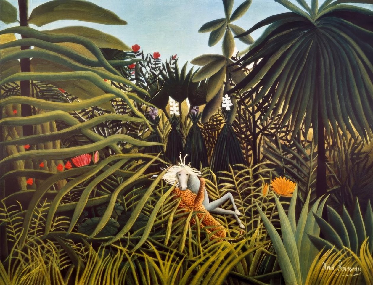 Cavallo attaccato da un giaguaro da Henri Rousseau