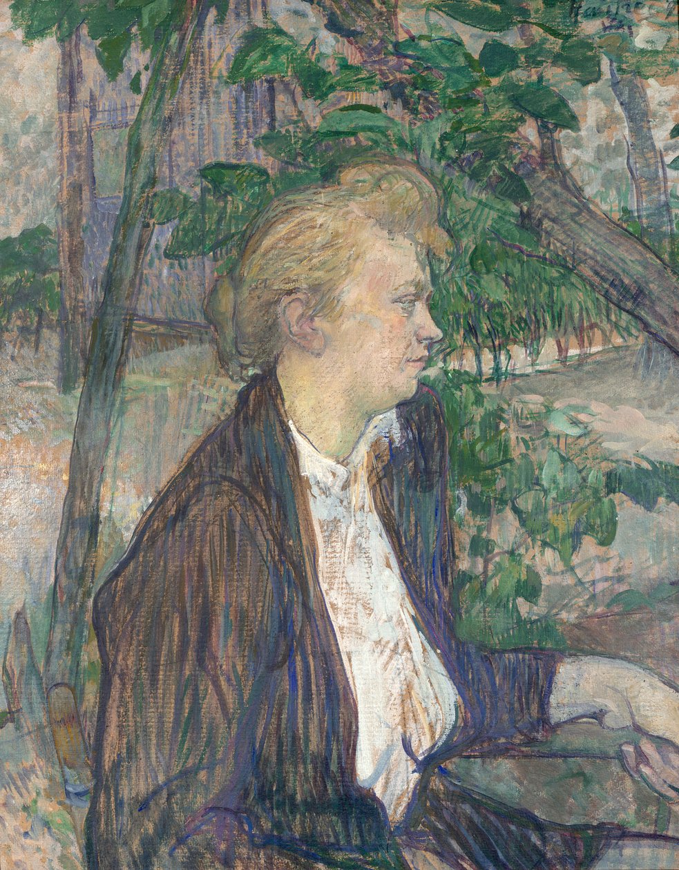 Donna seduta in un giardino da Henri de Toulouse Lautrec