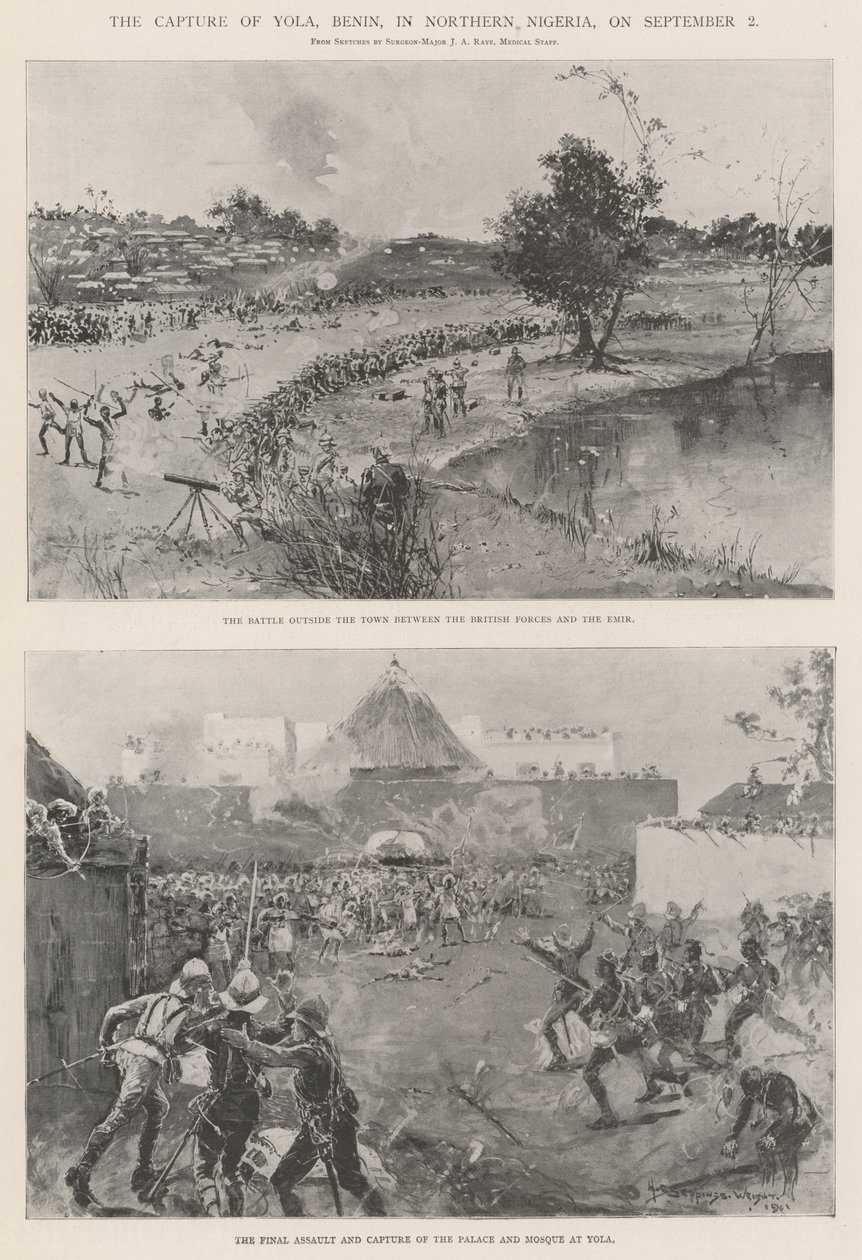 La cattura di Yola, Benin, nel nord della Nigeria, il 2 settembre da Henry Charles Seppings Wright