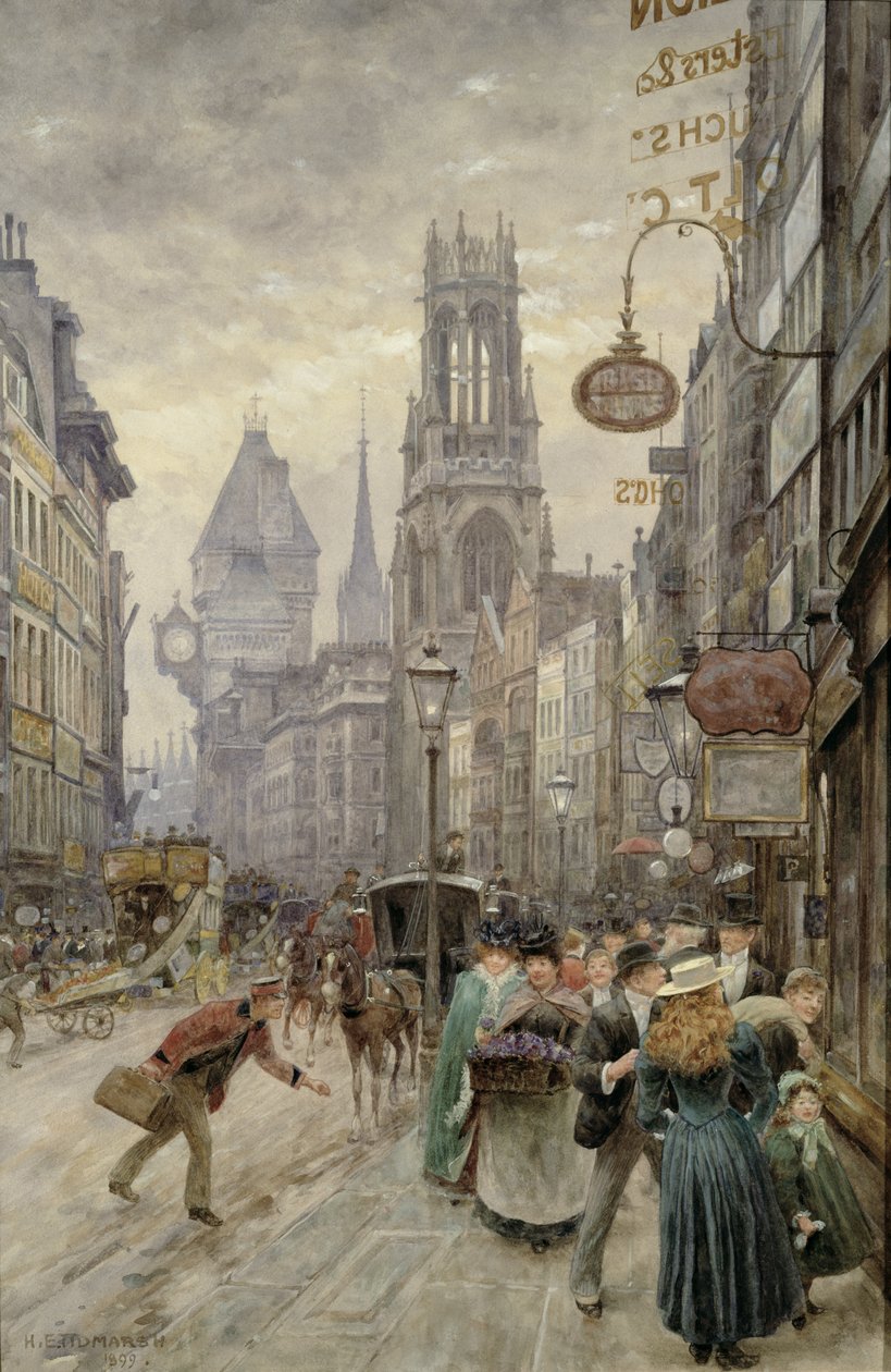 Fleet Street: vista verso ovest, 1899 da Henry Edward Tidmarsh