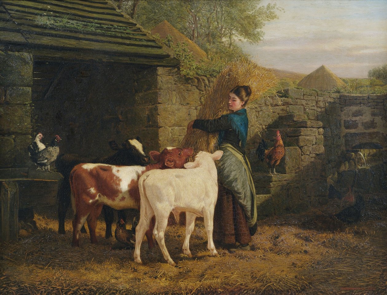 Contadina con tre vitelli da Henry Hetherington Emmerson