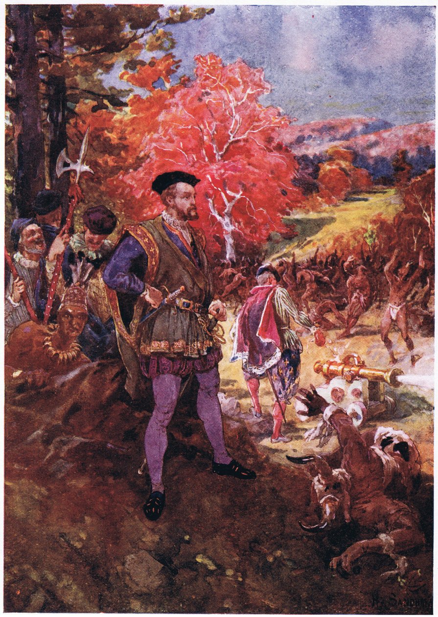 Jacques Cartier e i pellerossa, c.1920 da Henry Sandham