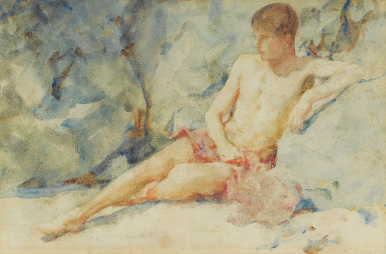 Ragazzo contro la roccia da Henry Scott Tuke