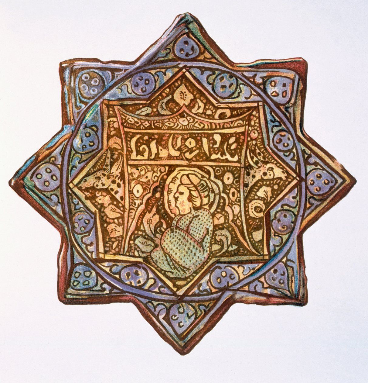 Piastrella murale persiana lustro: forma di cerchio e stella, 19° secolo da Henry Wallis