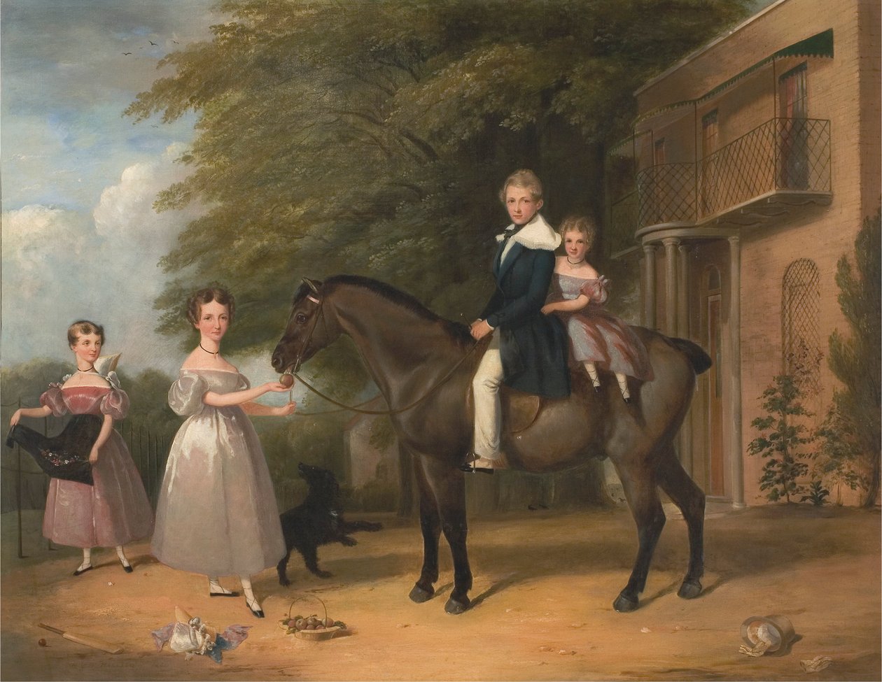 Bambini con cavallo e cane da Henry Barraud