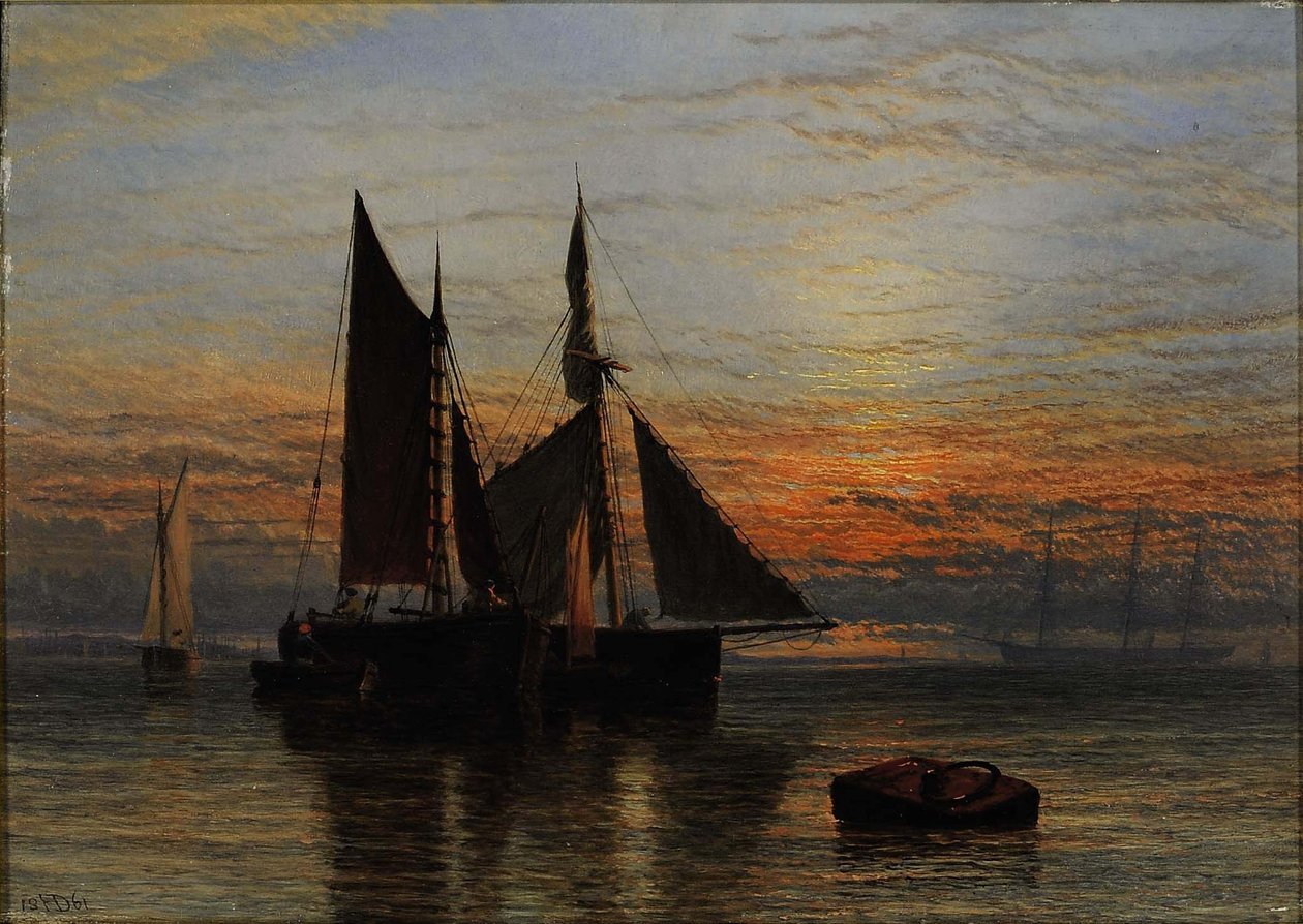 Navigazione in un mare calmo al tramonto da Henry Dawson